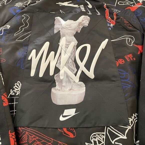 Nike Graffiti Print NSW Logo Full Zip Black Bomber Jacket Mens size Small New - Picture 9 of 12